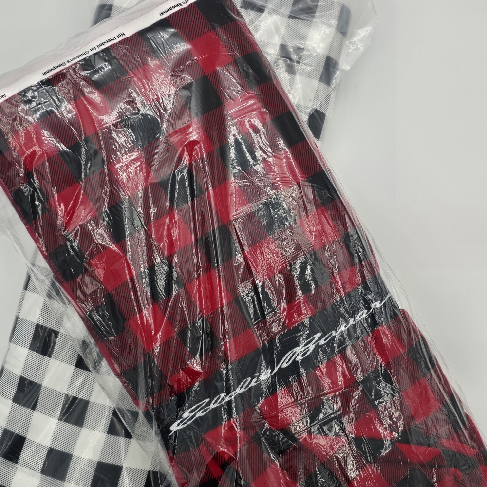 Eddie Bauer Buffalo Plaid Flannel Fabric – Red & Black / White & Black
